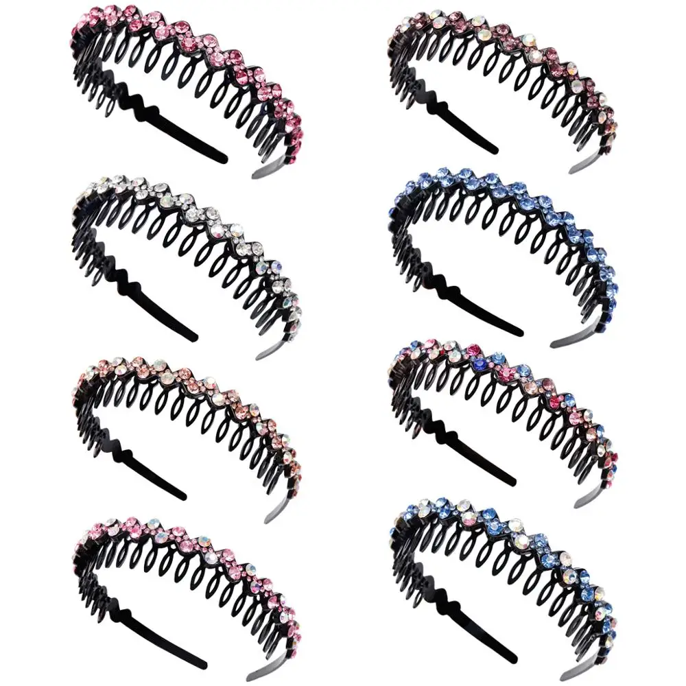 

2019 Hair Accessories Rhinestone Hairband Women Non-Slip Water Ripple Flower Headband For Girls Hair Hoop Fashion