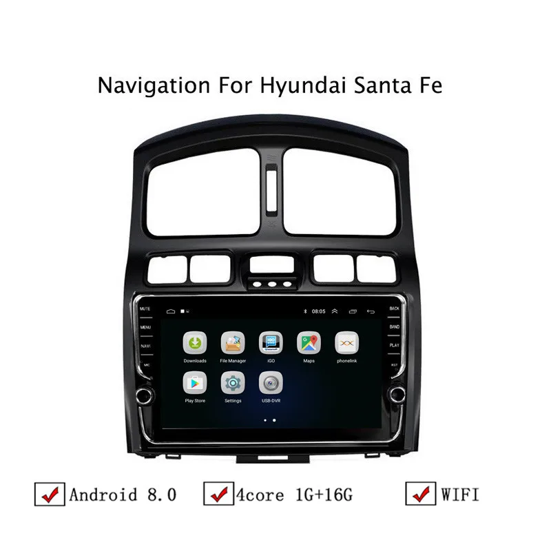 Discount NAVITOPIA 9inch Car Multimedia Player Andriod 8.1 GPS Navigation For Hyundai Santa Fe 2006 2007-2015 Autoradio WiFi USB FM AM 2