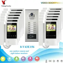 YobangSecurity 4.3Inch Color Villa Video Door Phone Doorbell Entry Intercom System RFID Access Door Camera For 12 Unit Apartment