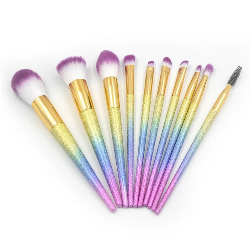 10 Pcs  Diamond Matte Taper Handle Powder Eye Brush Makeup Brush Set Makeup Tool 121#Xu1
