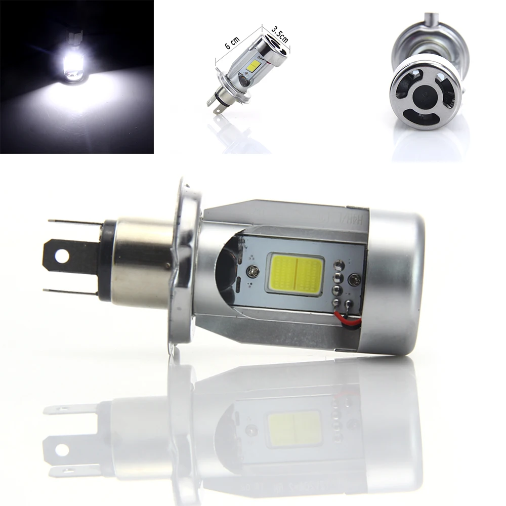 

1pc COB LED Hi/Lo Beam Motorcycle Bike 4000LM H4 Headlight Fog Spot Light Bulb 20W*2 6500K White Beam #6032