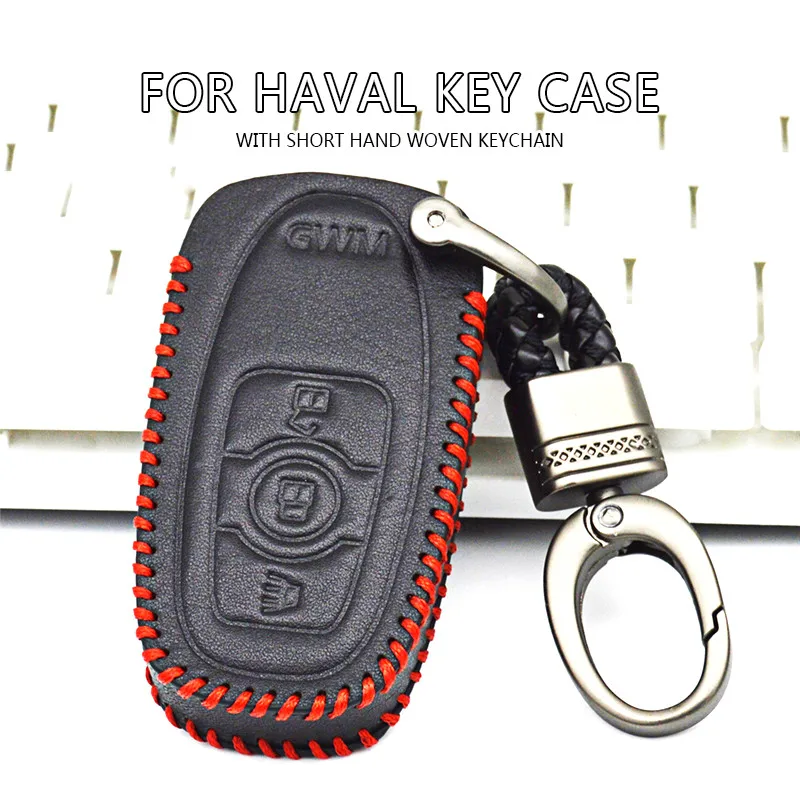 

For Great Wall Haval H1 H2 H5 H6 Coupe H7 H8 H9 C50 Hoist Shell Cow Leather Car Key Case Cover Bag Hand Woven Keyring Keychain