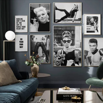

Canvas Nordic Pictures Home Decor Actor Hepburn Marilyn Monroe Paintings Wall Art HD Prints Creative Poster Modular Living Room