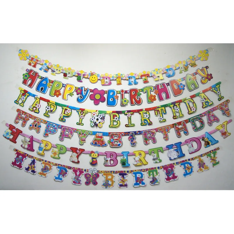 6 Patterns Happy Birthday Banner Hanging Paper Banners Children