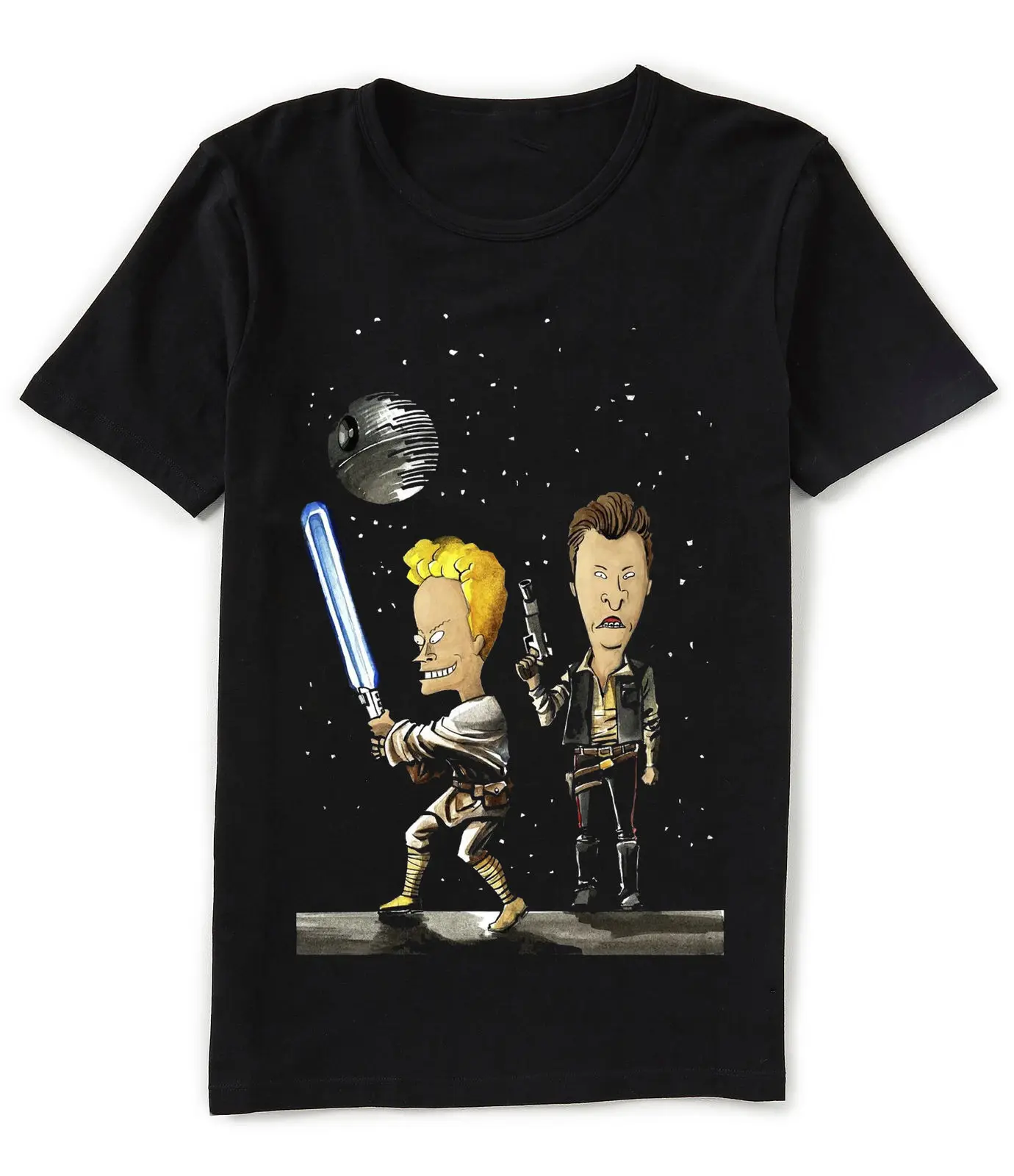 Звездные войны X Beavis and Butthead Люк Скайуокер Хан Solo забавная черная футболка для мужчин/мальчиков с коротким рукавом крутые футболки