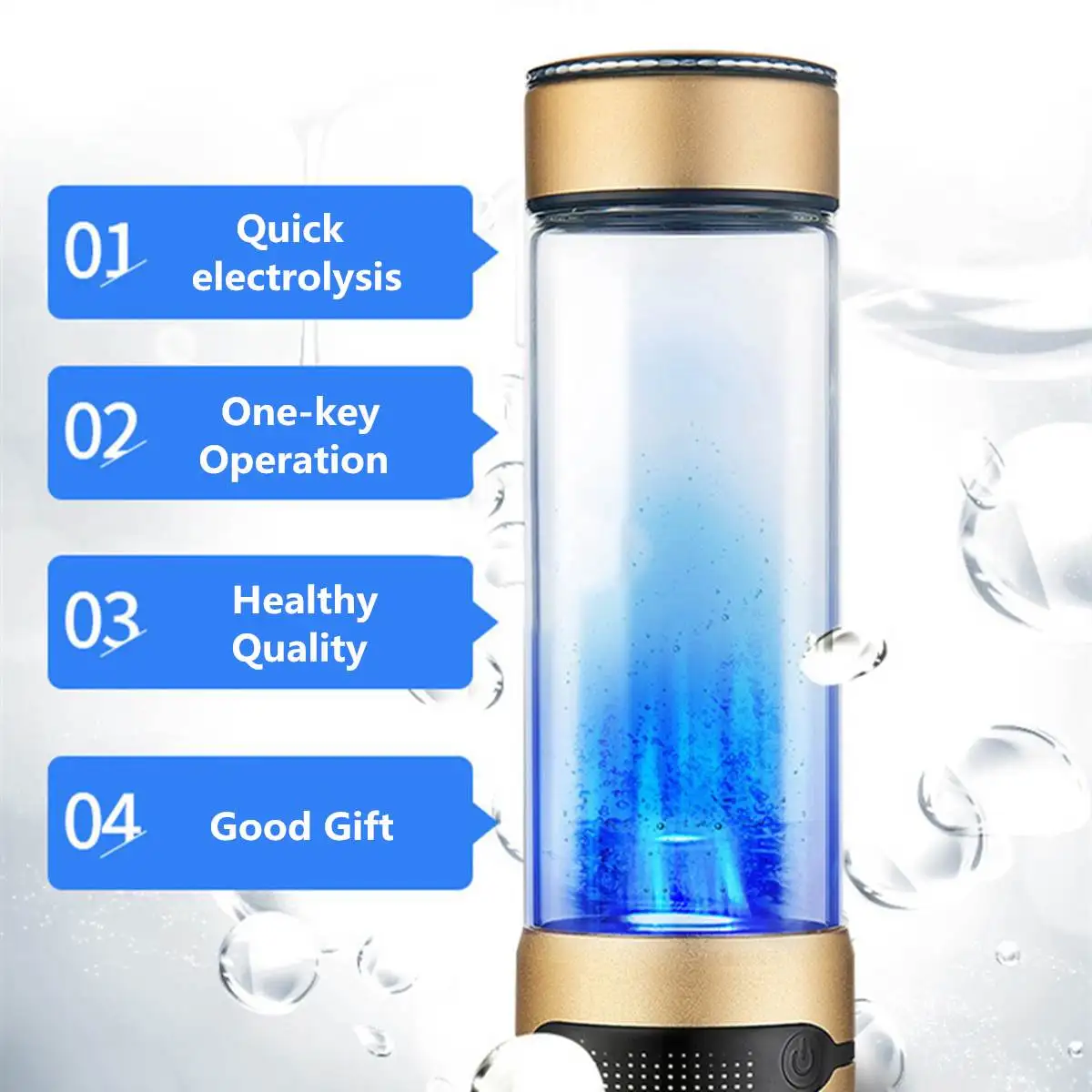 

450ML for hydrogen Rich Water Bottle Rechargeable Portable Pure Water Generator Alkaline Maker Healthy Cup Antioxidan Anti-Aging