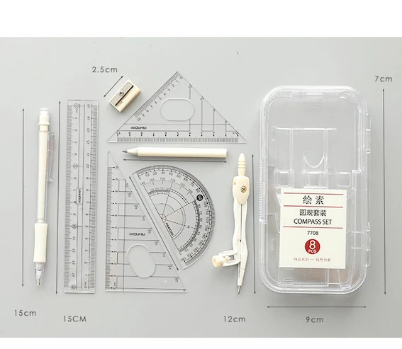 Stainless Steel Drawing Compass Math Geometry Tools for Circles School Supplies for Student Stationery - Цвет: Светло-серый