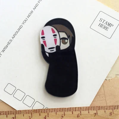 Anime  Spirited Away Faceless Men Cosplay Acrylic Badges No Face Brooch Pin Backpack Clothes Cute Decoration Brooches (5)