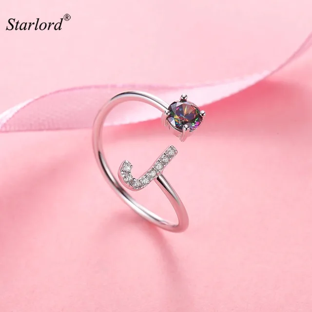 Buy Initial J Letter Ring 925 Sterling Silver Cubic