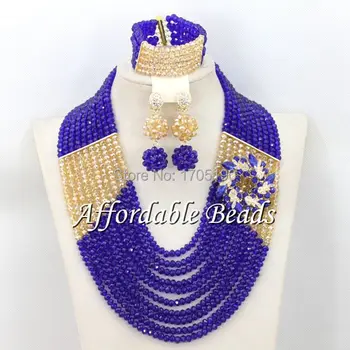 

Pretty African Wedding Beads Jewelry Set New Nigerian Bridal Jewelry Set Wholesale ABE034