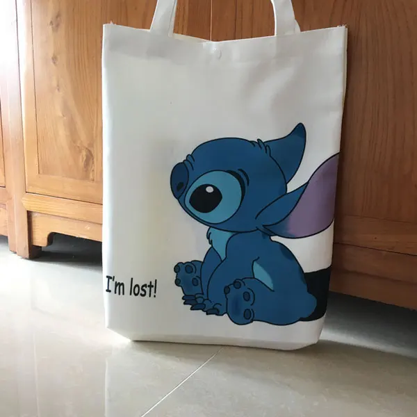 Новое поступление настоящая женская Холщовая Сумка Lilo& stitch сумка Мультяшные хлопковые сумки через плечо аниме сумка эко животное складная хозяйственная - Цвет: QC-071