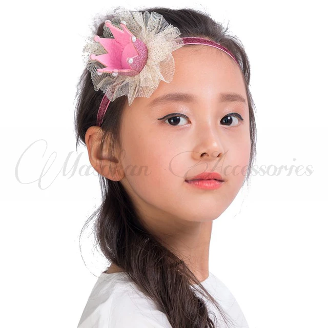 Retail 5colors Newborn Mini Felt Crown+Glitter Elastic Headband For