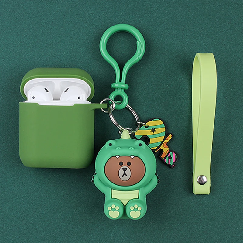 

Korean Decoration Silicone Case 1 2 for Apple Airpods Accessories Bluetooth Earphone Cartoon Cute Duck Bear Case Box Key Ring