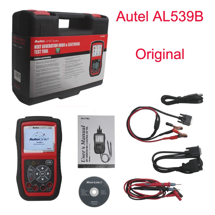 A++ качество, autel AutoLink AL539B OBDII obd2, автоматический считыватель кода, Электрический тестовый инструмент, AL 539B, Автомобильный сканер, automotriz