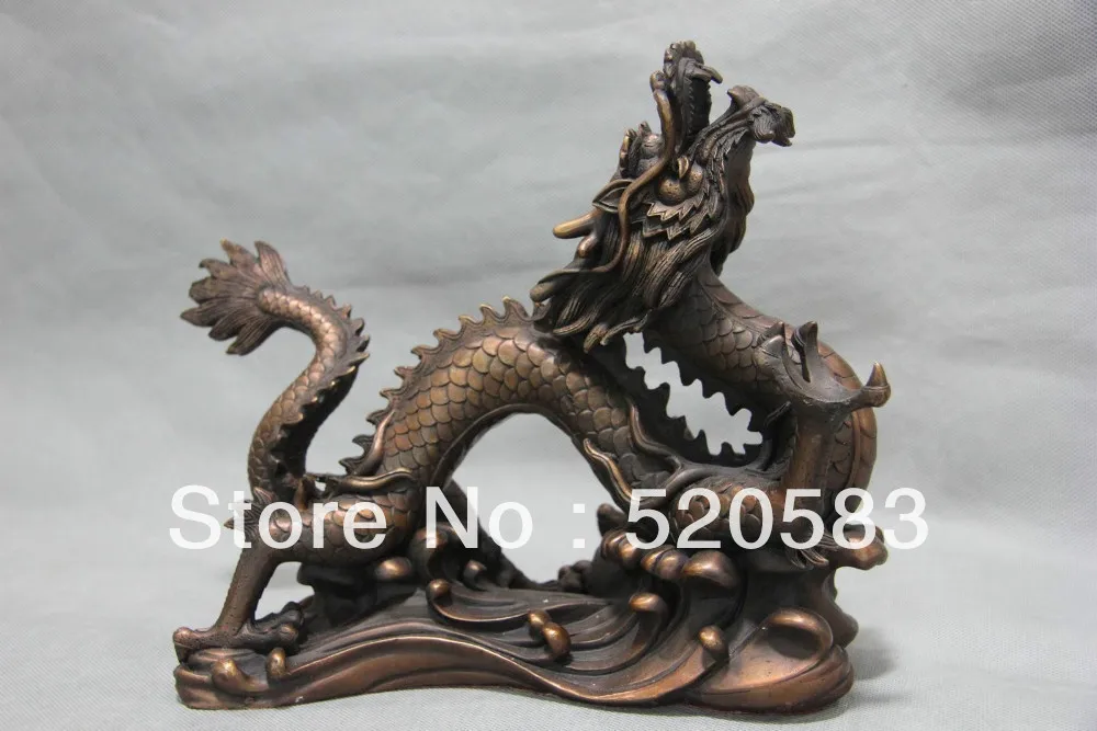 

9.5 Pure Red Copper Bronze Feng Shui Zodiac Lucky Auspicious Dragon art Statue