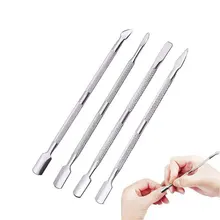 4 шт./лот палочки для отодвигания кутикулы из нержавеющей стали двухсторонний палец толчок для сухой кожи Маникюр Педикюр Уход за ногтями Инструмент