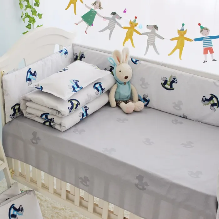Новое поступление мультфильм лошадь печати детские кроватки Постельное белье, детские Стёганое одеяло кроватка бампер одеяло, кровать