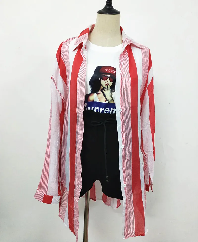 New Long Sleeve Striped Beach Kimono Women Summer Autumn 2018 Long Blouse Thin Sun Cover Up Casual Loose Shirts Cardigan Female