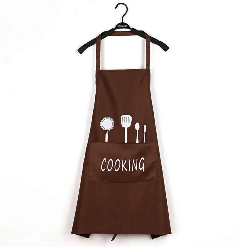 Ajustable patrón de impresión Delantal cocinero Cocina Delantal con bolsillos poliéster Halter babero Delantal Cocina para hombre mujer