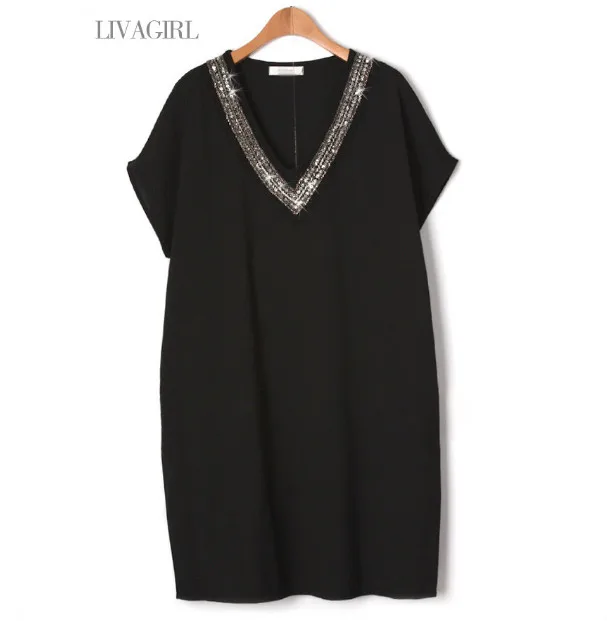 Black Blue Short Sleeve Diamond font b Women b font Chiffon font b Dress b font