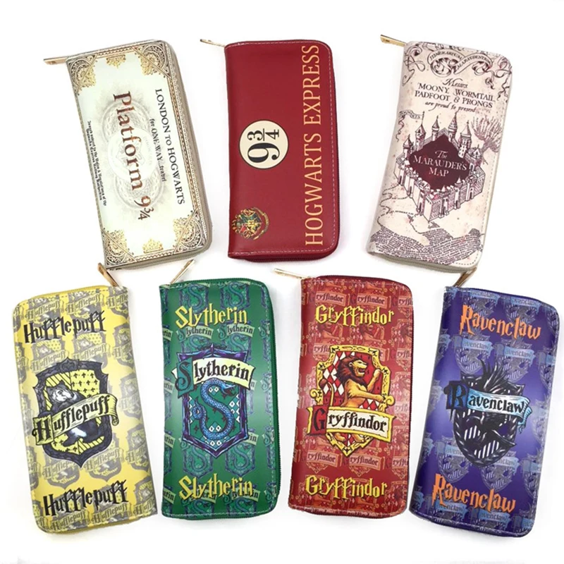 

Fashion Men Women Leather Long Wallets Movie Cartoon Anime Harry Potter LOGO Print Purse with Coin Pocket carteira Clutch Wallet