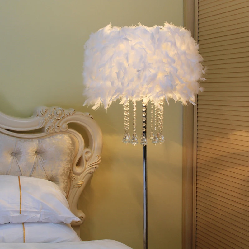 Современный европейский стиль перо кристалл Настольный светильник E27 220 В светодиодный минималистичный настольная лампа для спальни ресторана гостиной Кабинета бара