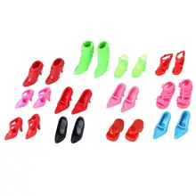 12 pairs Fashion Fixed Styles Doll Shoes Bandage Bow High Heel Sandals for Barbie Dolls Accessories Toys Color Random Best Gift