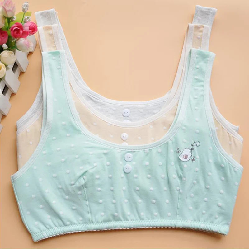 2017Lovely Dot Girl Training Bra Kids Bra Teenage Underwear Cotton Bra