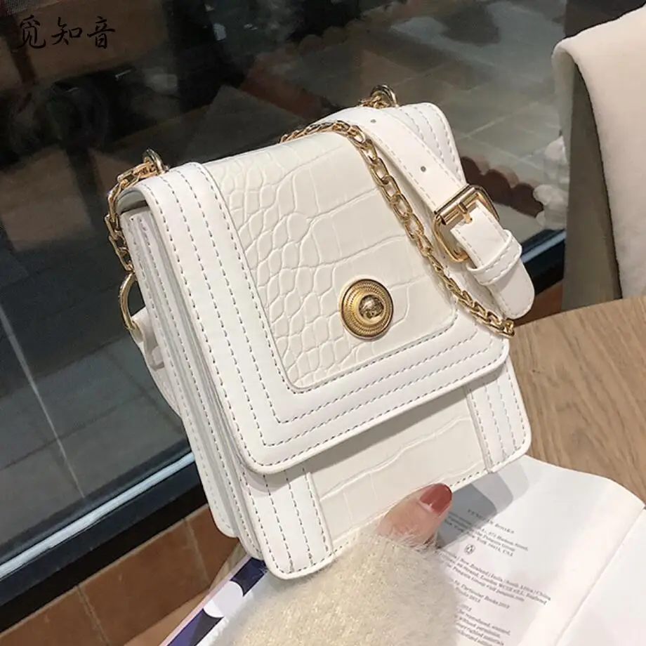 

Luxury Brand Phone Bag 2019 Fashion New Quality Leather Women's Designer Handbag Crocodile Pattern Chain Shoulder Messenger Bags