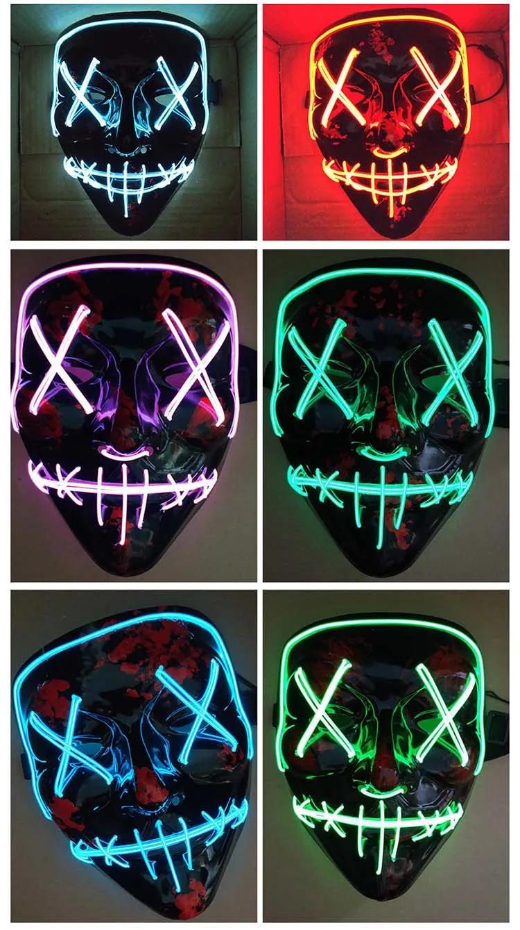 Halloween Mask Led Mask Party Masque Masquerade Masks Neon Light Glow