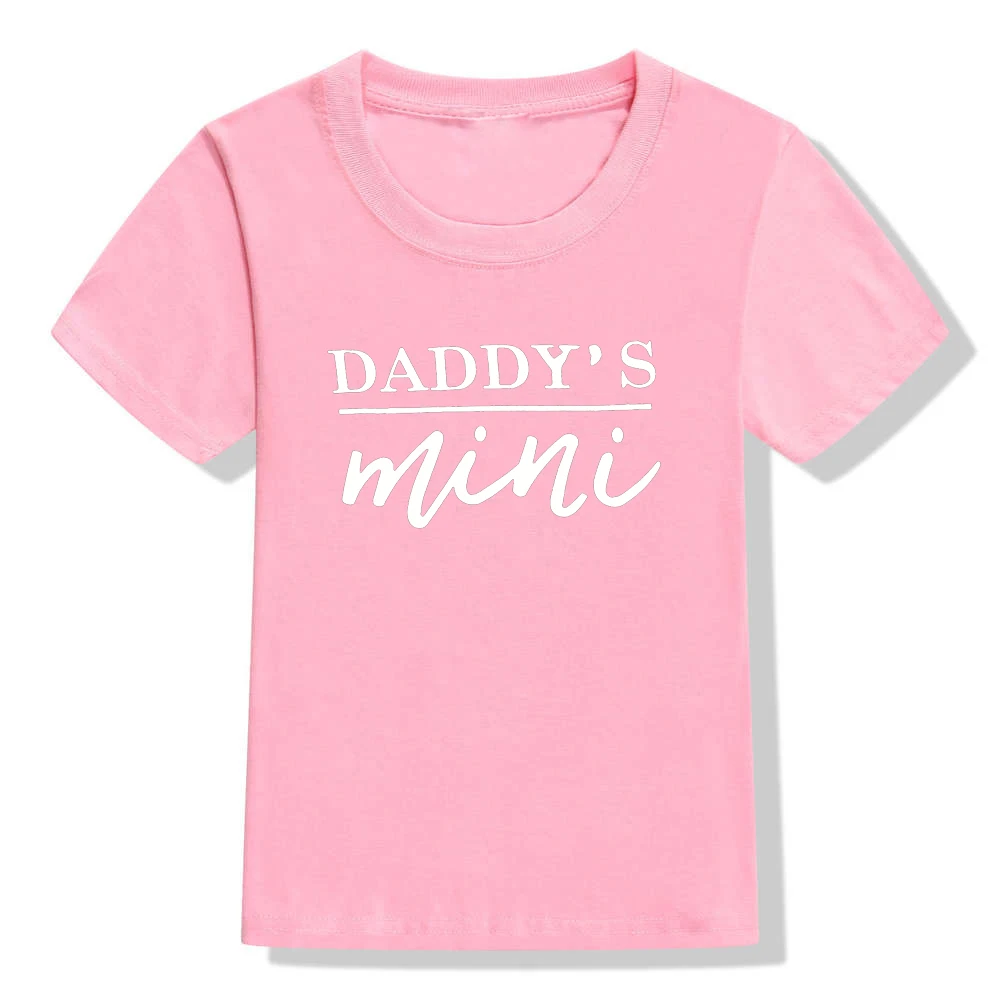 Daddy's Mini Mama's Mini/футболки для новорожденных мальчиков и девочек; одинаковые комплекты для малышей; Классная летняя одежда с короткими рукавами - Цвет: 47R8-KSTPK-