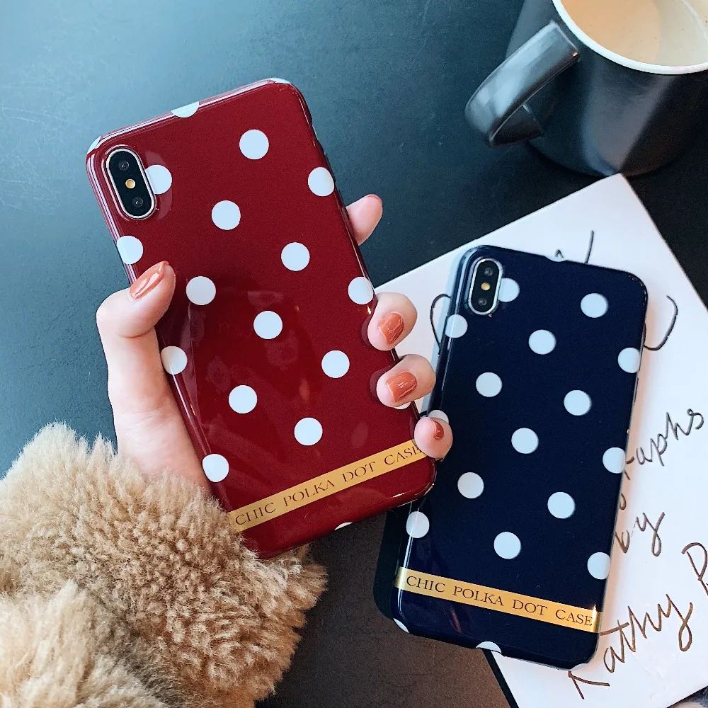 

Fashion Simple Bronzing Gold Shell Phone Case For iPhone 6 6s 7 8 Plus Polka Dot TPU Cover For iPhone X XS XR XS Max Case Coque