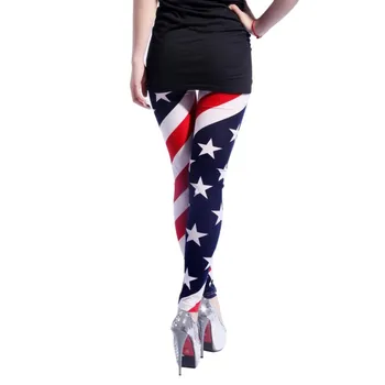 

Drop Shipping Women American US Star Country Flag Legging Blue Red White Fit Size Pants 3591
