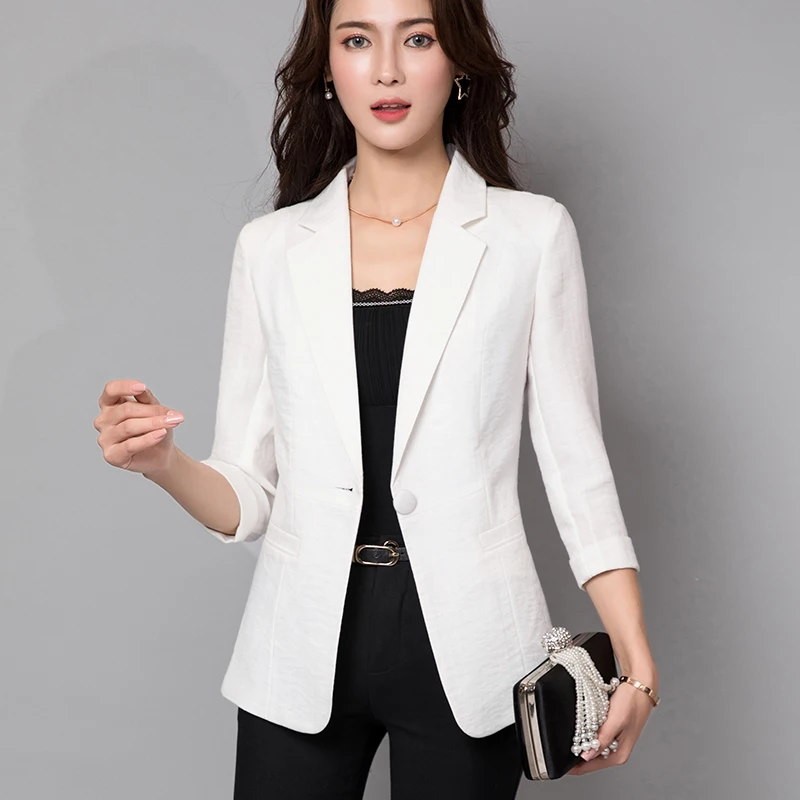 Casual one button elegant blazer women plus size suit women office