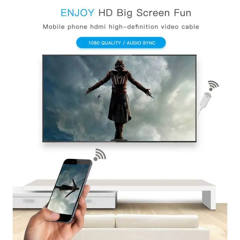 Wireless Receiver 2.4G HDMI HDTV Converter Adapter 1080P MHL HDMI Cable for iPhone Android USB to WIFI Transmitter HDMI Cable