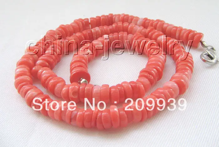 

huij 002613 8mm pink coral necklace