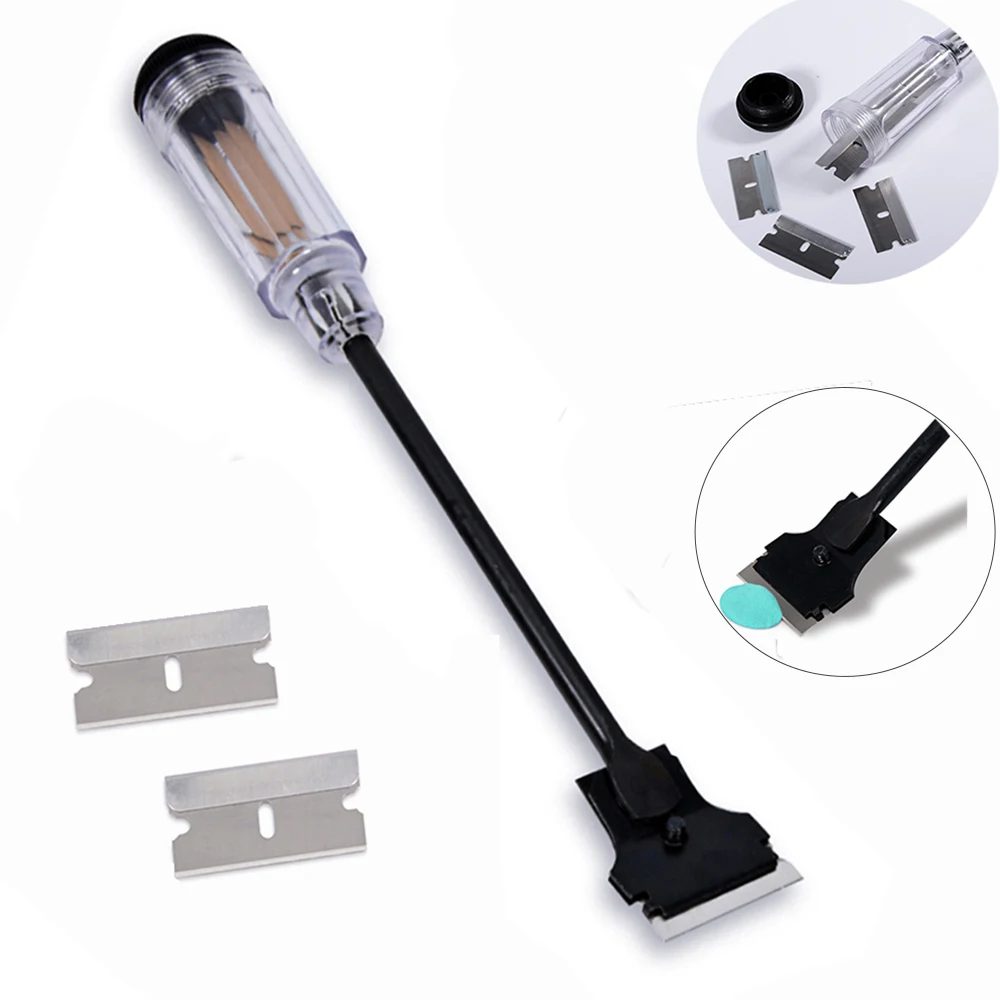 

FOSHIO Old Car Sticker and Decals Film Glue Remover Razor Scraper Cleaner+2Pcs 1.5" Blade+Transparent Blade Box Car Wrap Tools