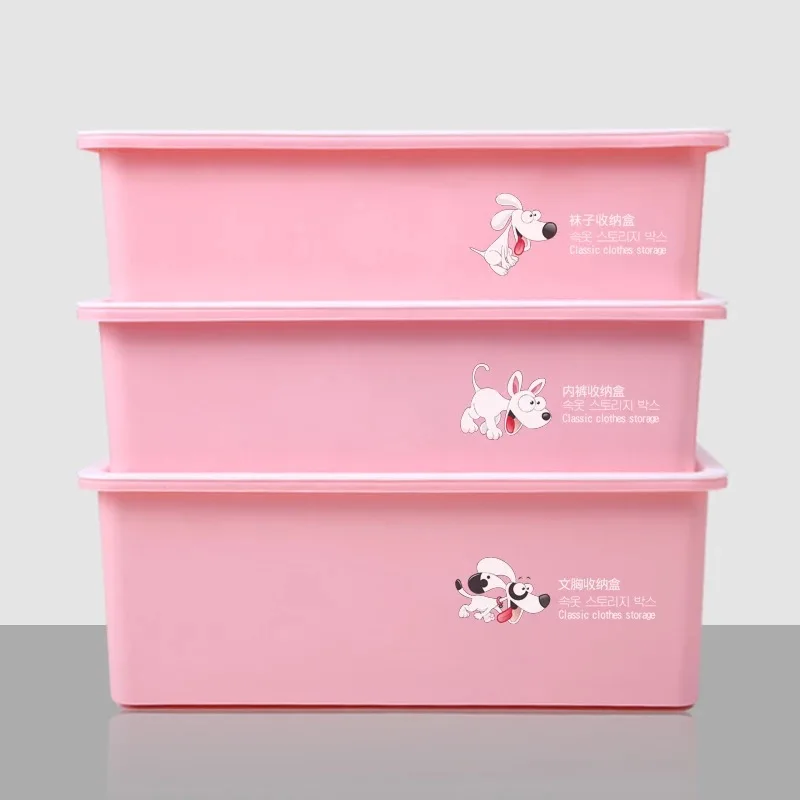 3pcs/set underwear clothes storage box with lid plastic organizer drawer container