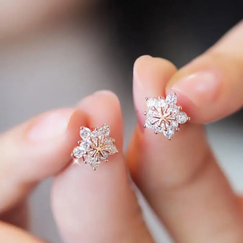 Fashion Korean Cute Gold Tone Crystal Rhinestone Snowflake Ear Stud Fashion Korean Cute Gold Tone Crystal Rhinestone Snowflake Ear Stud Earrings Jewelry For Women Xmas Gift In From Accessories On