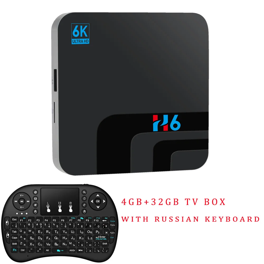 Topsion Android 9,0 Smart tv BOX 4G DDR3 32G EMMC rom телеприставка 6K 3D H.265 Wifi медиаплеер Air mouse - Цвет: Add Russain keyboard