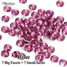 Rose SS16 SS20 Glitter 1440 Stücke Glas Material Vorlage 7 Big + 7 Kleine 14 Facetten Hotfix Strass