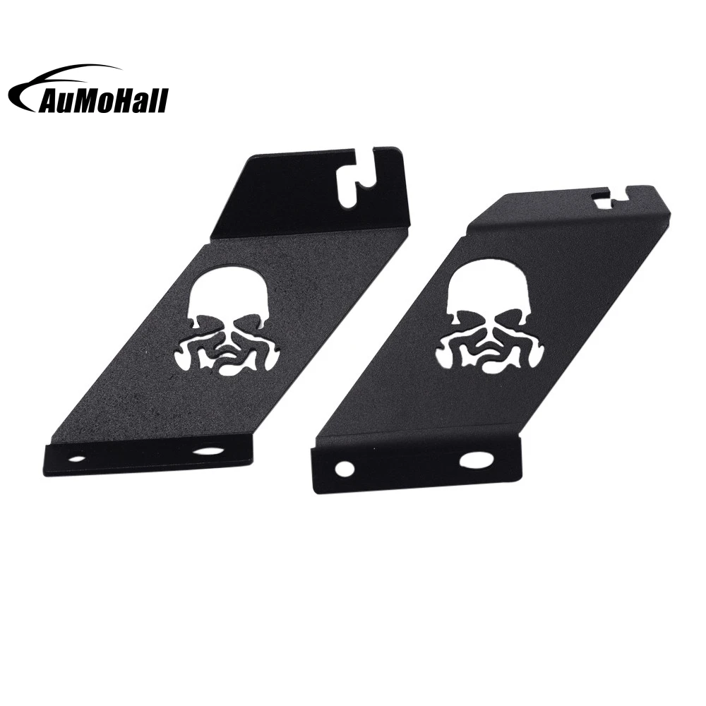 

2 Pieces 7-16 Wxx.rangler JK Hood Mounting Bracket Metal Engine Cover Mount Black Skull Shape For LED light Mount Holder