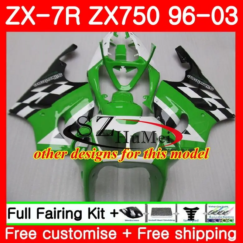 Корпус для KAWASAKI серебряный черный ниндзя ZX 750 ZX-7R 00 01 02 03 3SH8 ZX7R ZX-750 7 R ZX750 ZX 7R 2000 2001 2002 2003 комплект обтекателей