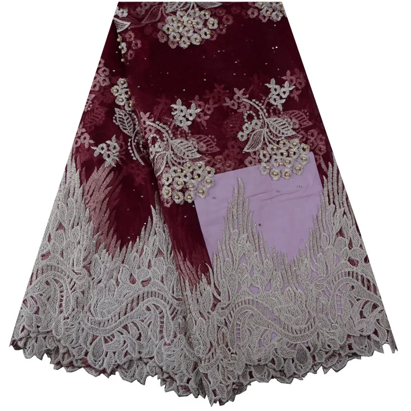 

New Fashion Designs 2018 African Cord Lace With Pearls Latest African Guipure Lace Fabric Chemical Lace For Nigeria Party 922