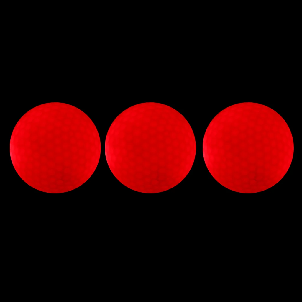 3 Pieces Glow In Dark Red LED Light Up Golf Ball Official Size Weight