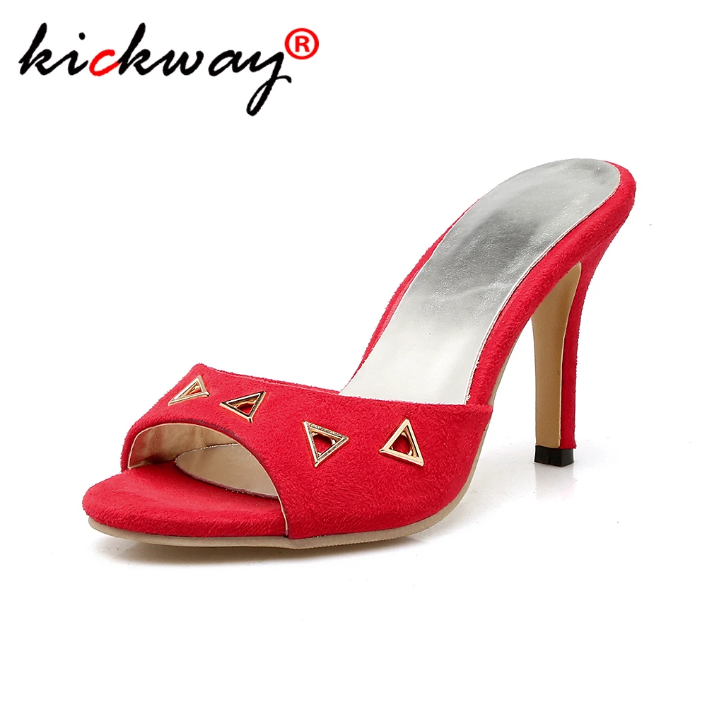 

New Summer High Heels Slippers Women Rivets Summer Sandals Slipper Indoor Outdoor Flip-flops Beach Shoes Female Fashion Shoes