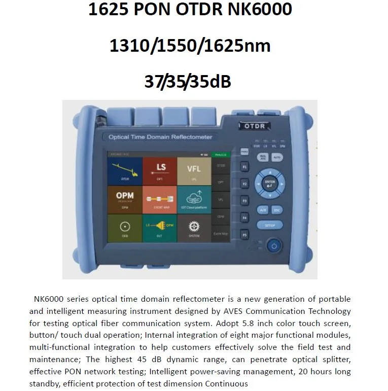 Многофункциональный PON OTDR NK6000 1310/1550/1625 37/35/35dB встроенный волокна светильник источник, NK6000 волокно рефлектометр