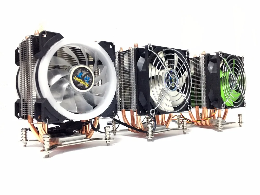 Comprar LANSHUO HOT CPU enfriador de ventilador silencioso para procesador Intel X79 LGA2011 4 tubos de calor refrigeración CPU radiador 2 ventilador