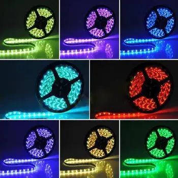 

24 Key RC5M 300LED 3528 SMD Waterproof RGB Flexible Light Strip EU Power