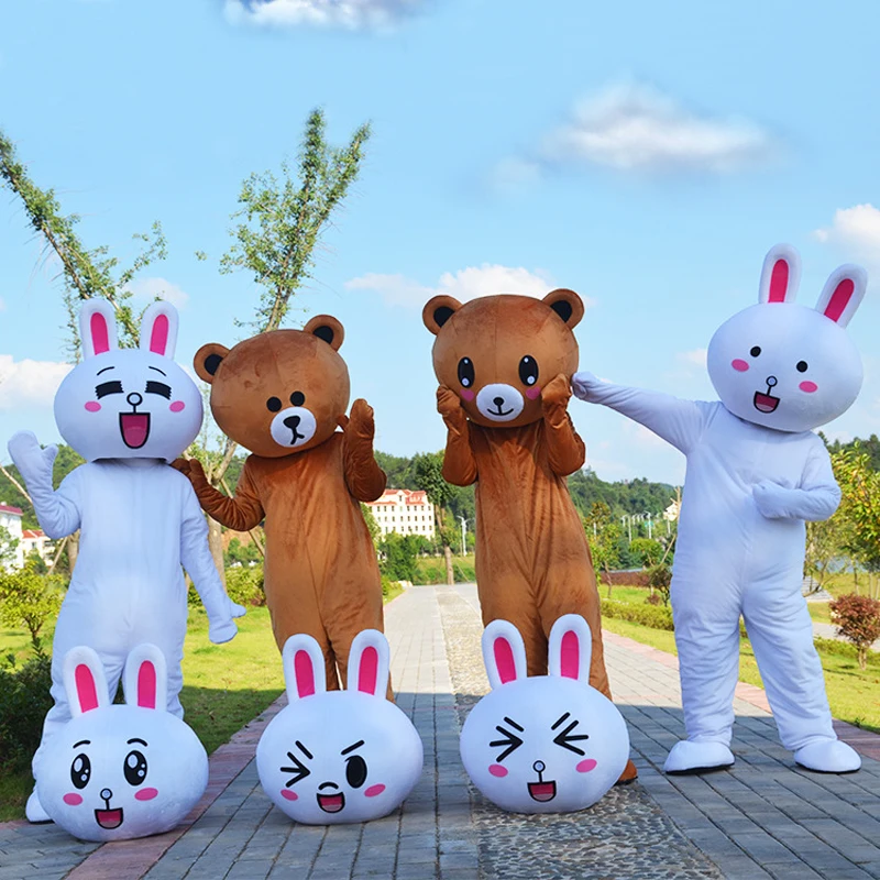 Лидер продаж милый костюм коричневого медведя и Кани из мультфильма кролик